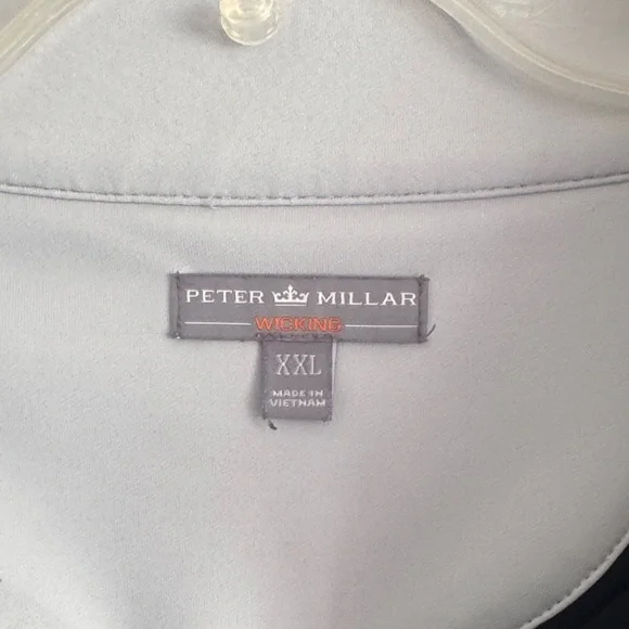 Peter Millar Black Quarter-Zip Pullover with White Trim - Picture 2 of 3